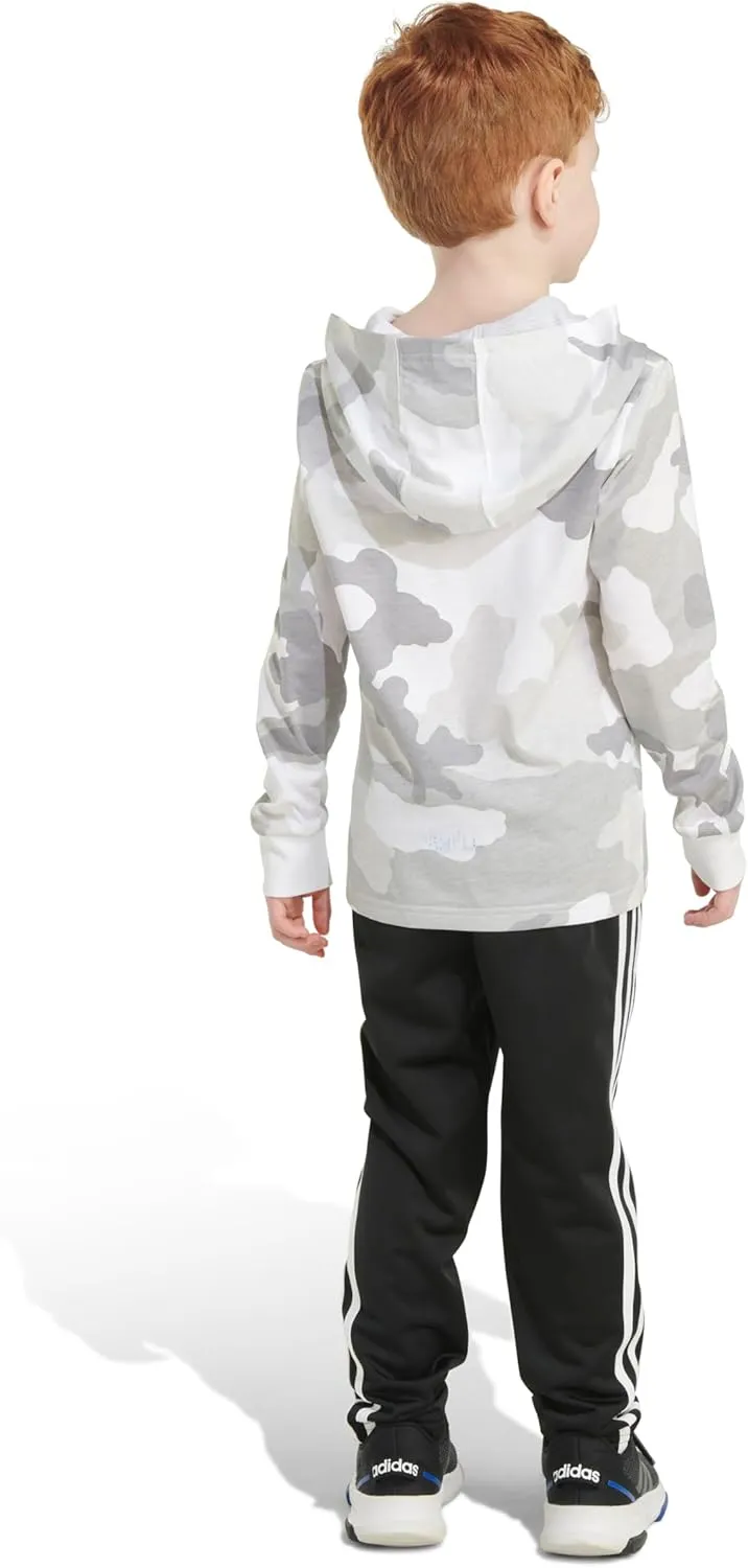 adidas Boys Long Sleeve Camo Fleece Hooded Pullover Set