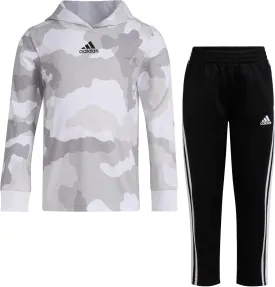 adidas Boys Long Sleeve Camo Fleece Hooded Pullover Set