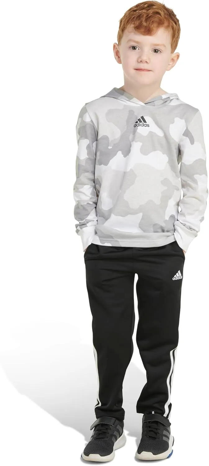adidas Boys Long Sleeve Camo Fleece Hooded Pullover Set