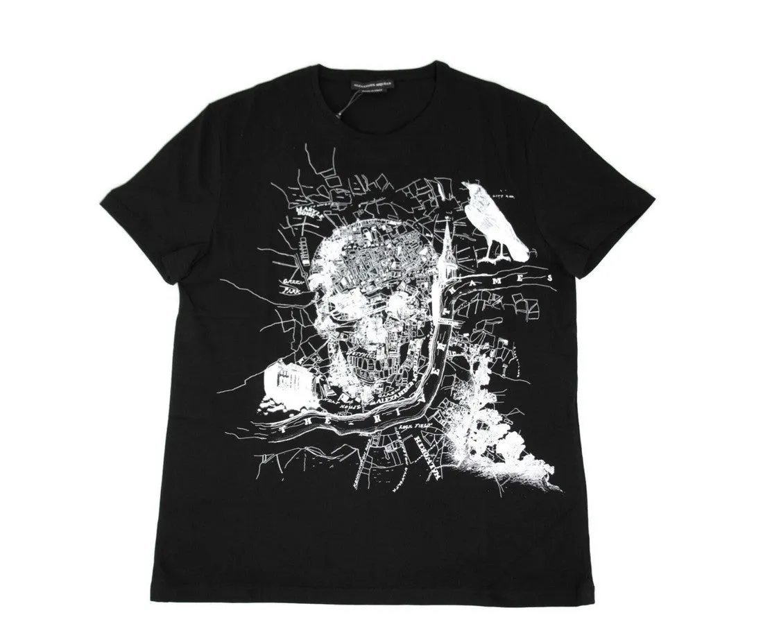 Alexander McQueen Men's Black Organic Skull Print T-Shirt