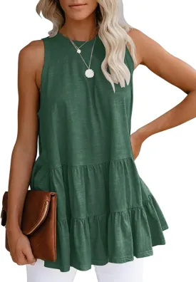 Bingerlily Women's Flowy Tank Tops Camis Sleeveless Crew Neck Casual Shirts Loose Fitting Blouses