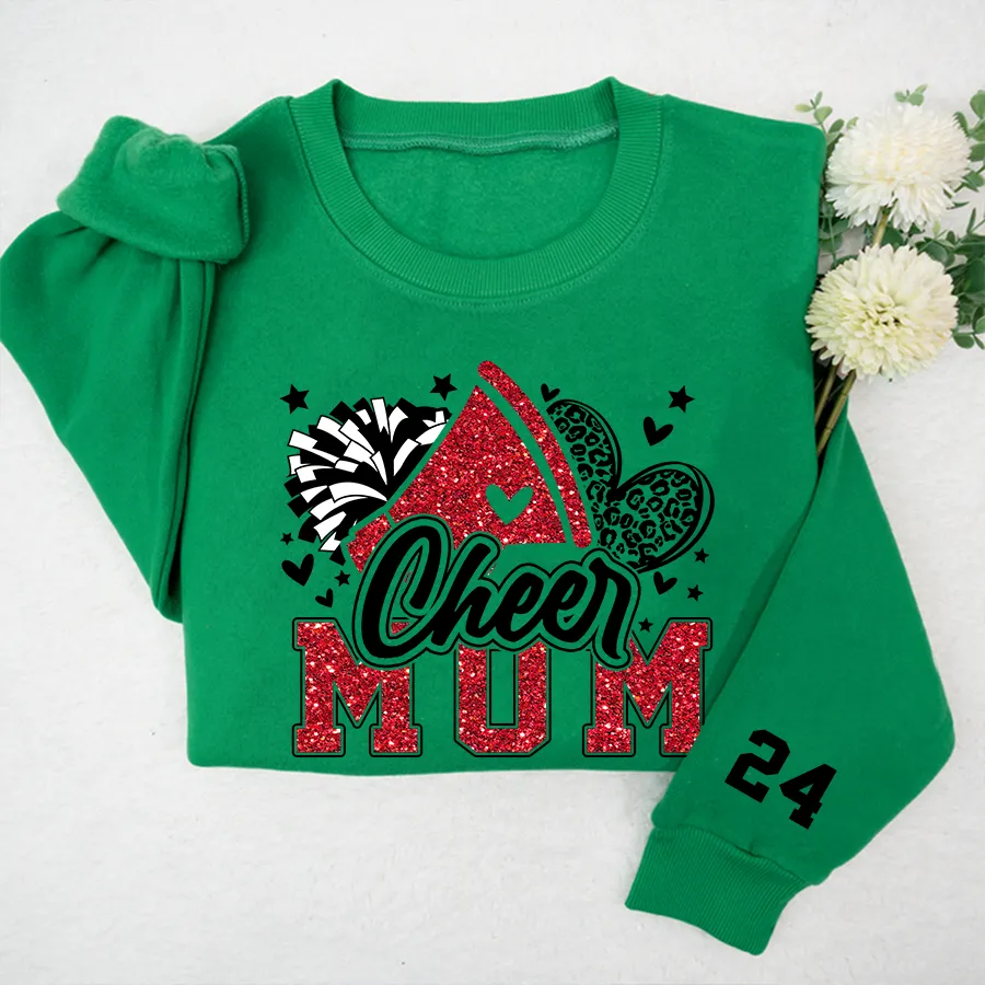 Cheer Mom Shirt, Football Leopard Print Heart Shirt, Leopard Glitter Cheerleader Shirt, Cheer Sweatshirt