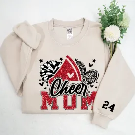 Cheer Mom Shirt, Football Leopard Print Heart Shirt, Leopard Glitter Cheerleader Shirt, Cheer Sweatshirt