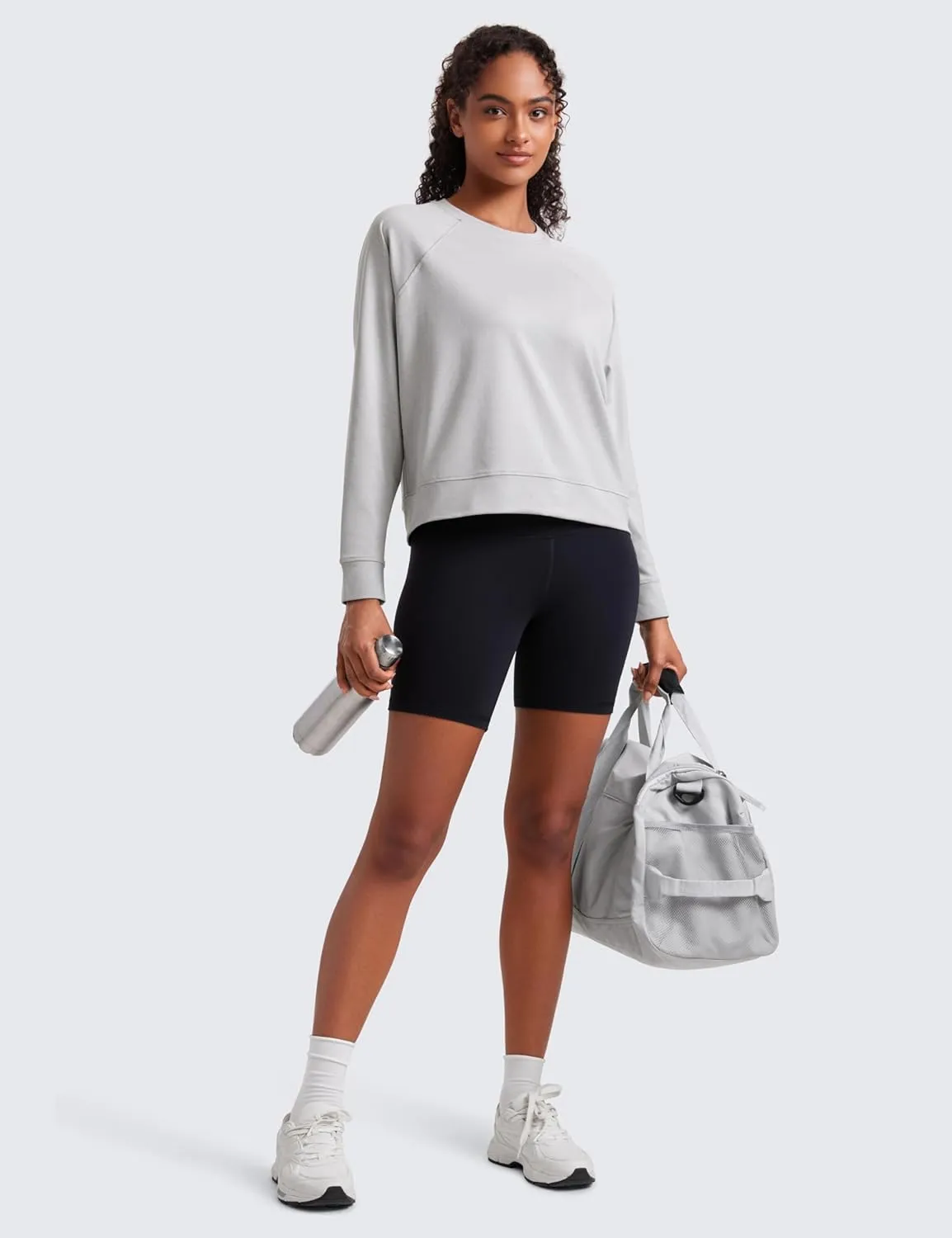 CRZ YOGA Cloud Jersey Pullover Sweatshirt for Women Long Sleeve Soft Casual Crewneck Tops Basic Workout Fall Shirts