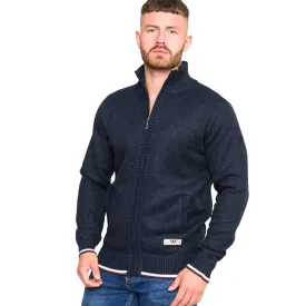 D555 Full Zip Jumper with Fleece Lining - Navy Marl
