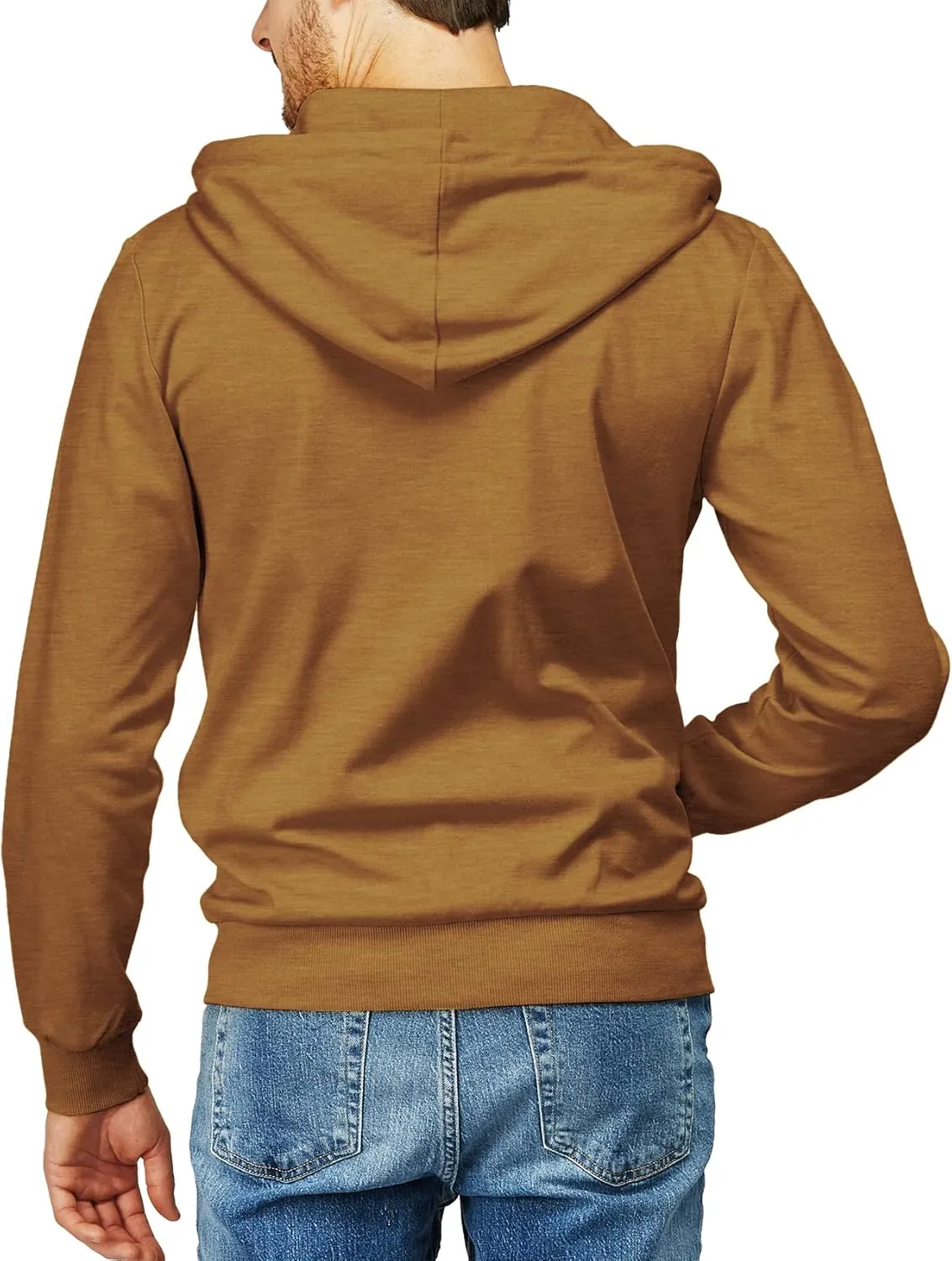 H2H Men's Zip Up Hoodie Lightweight Long Sleeve Basic Slim Fit Cotton SweatShirt with Pocket