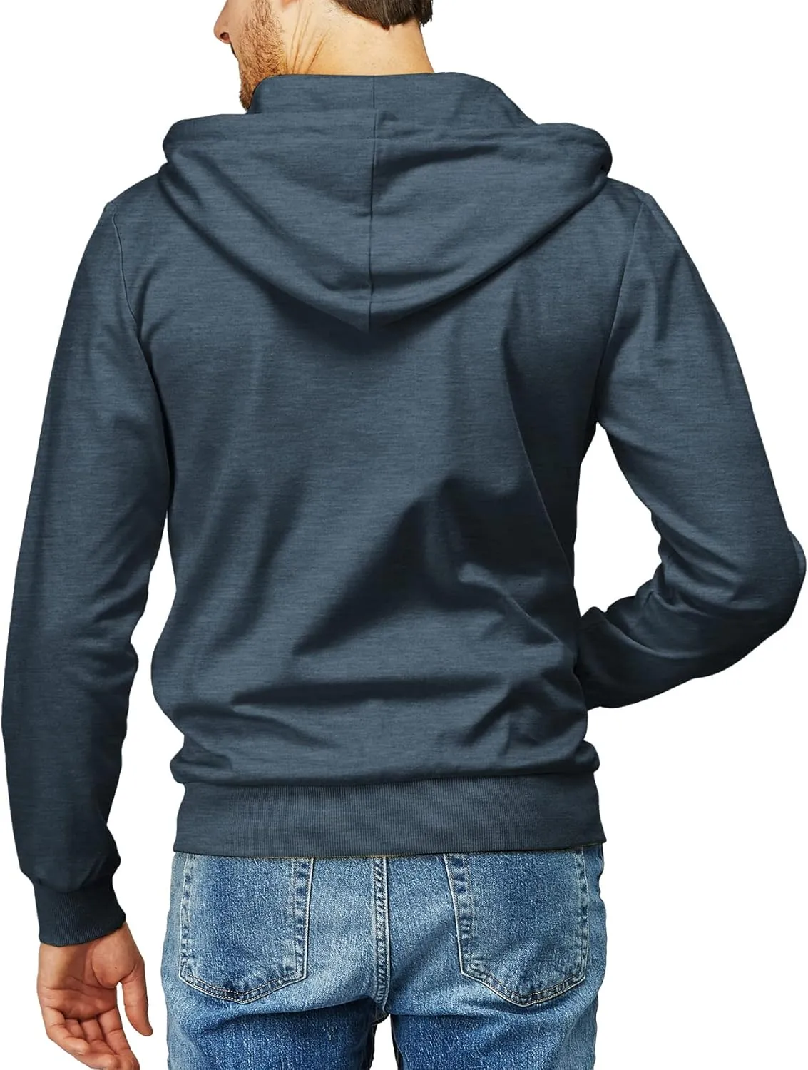 H2H Men's Zip Up Hoodie Lightweight Long Sleeve Basic Slim Fit Cotton SweatShirt with Pocket