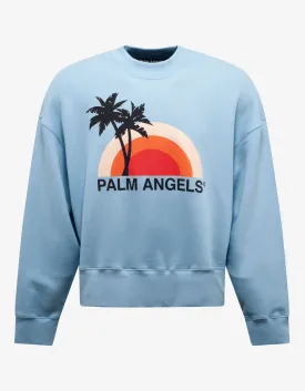 Light Blue Sunset Print Oversized Sweatshirt -