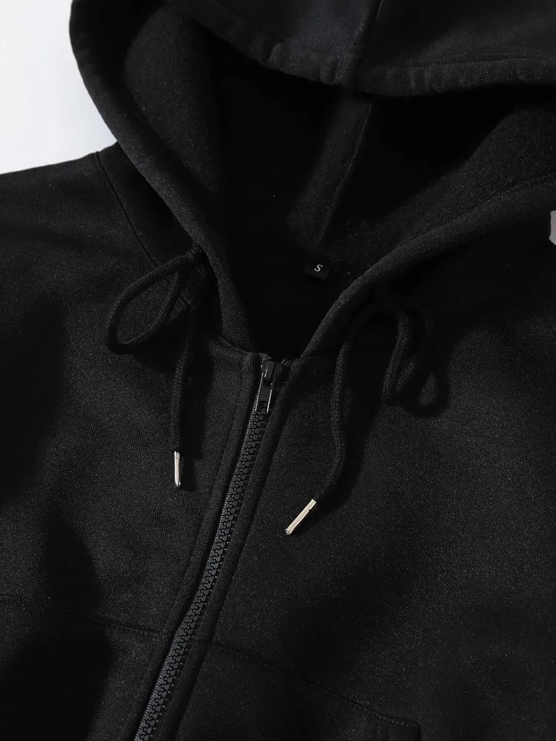 LOFAAC Women Fleece Full Zip Up Cropped Hoodie Sweatshirt 90s Long Sleeve Drawstring Hooded Crop Jacket Top with Pockets