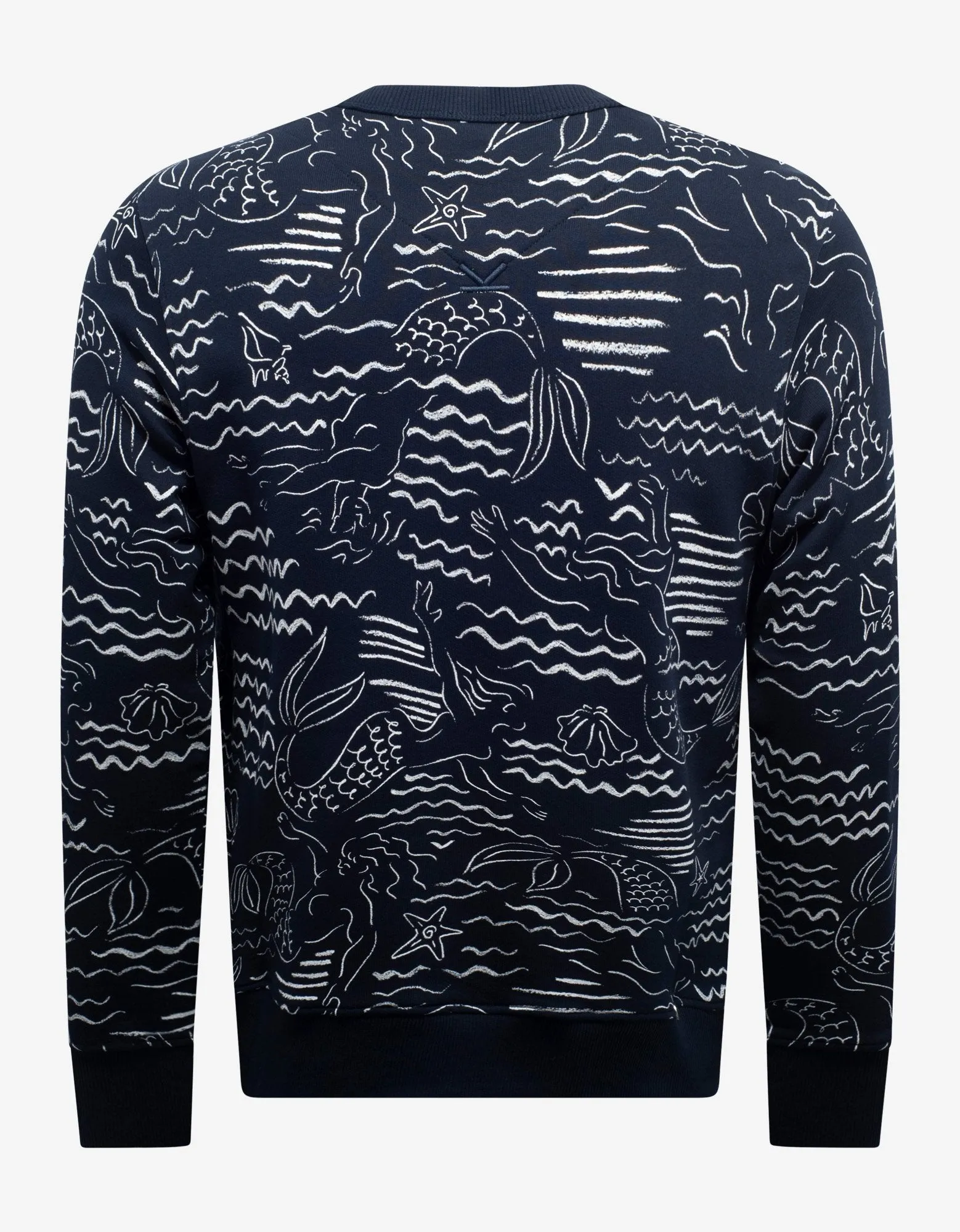 Navy Blue Mermaids Print Logo Sweatshirt -