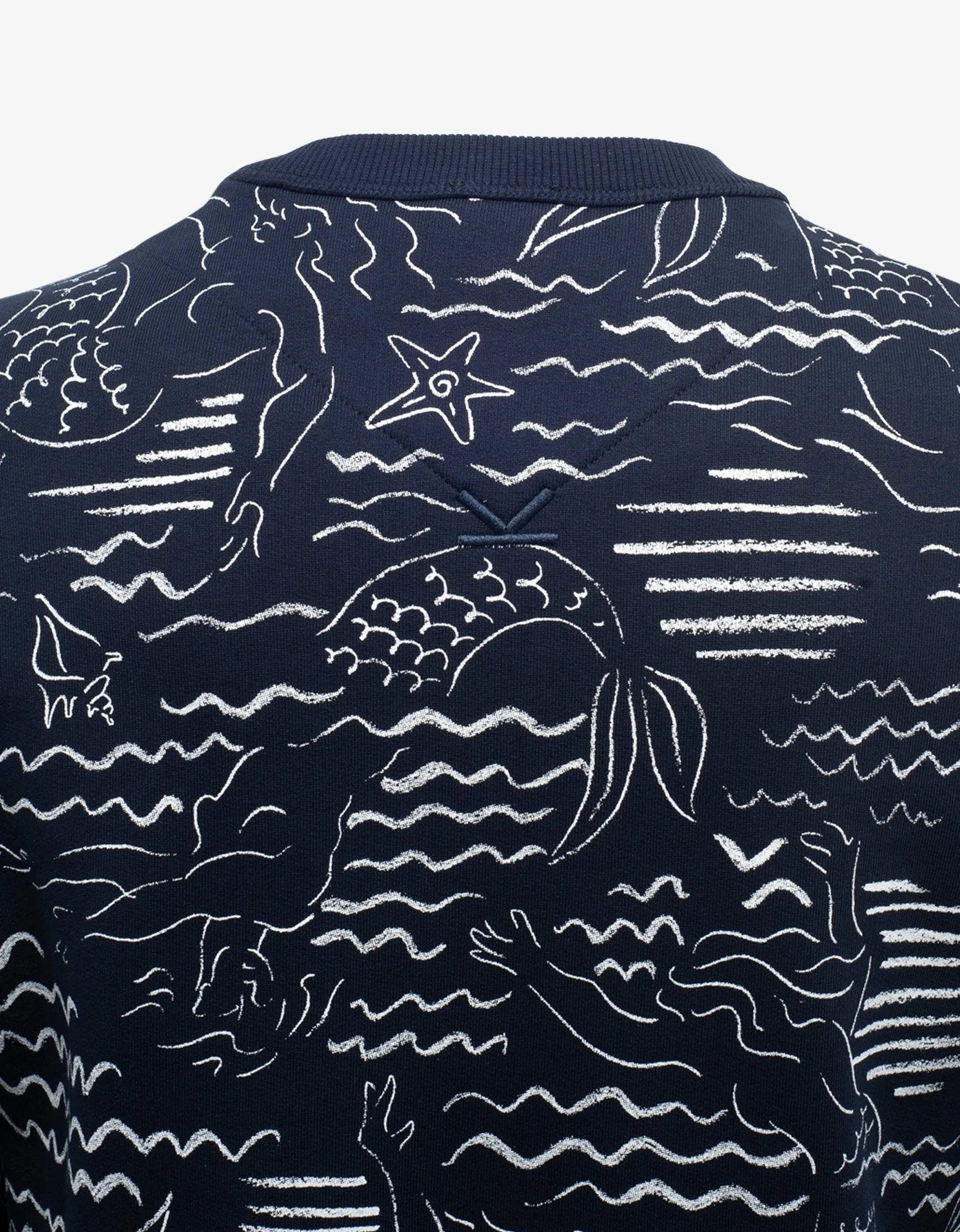 Navy Blue Mermaids Print Logo Sweatshirt -