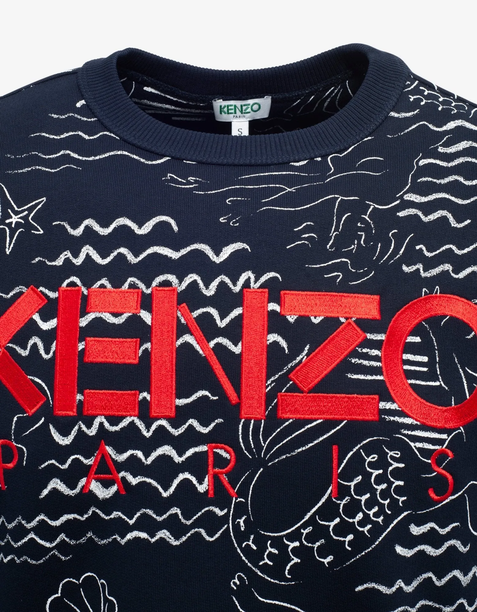 Navy Blue Mermaids Print Logo Sweatshirt -