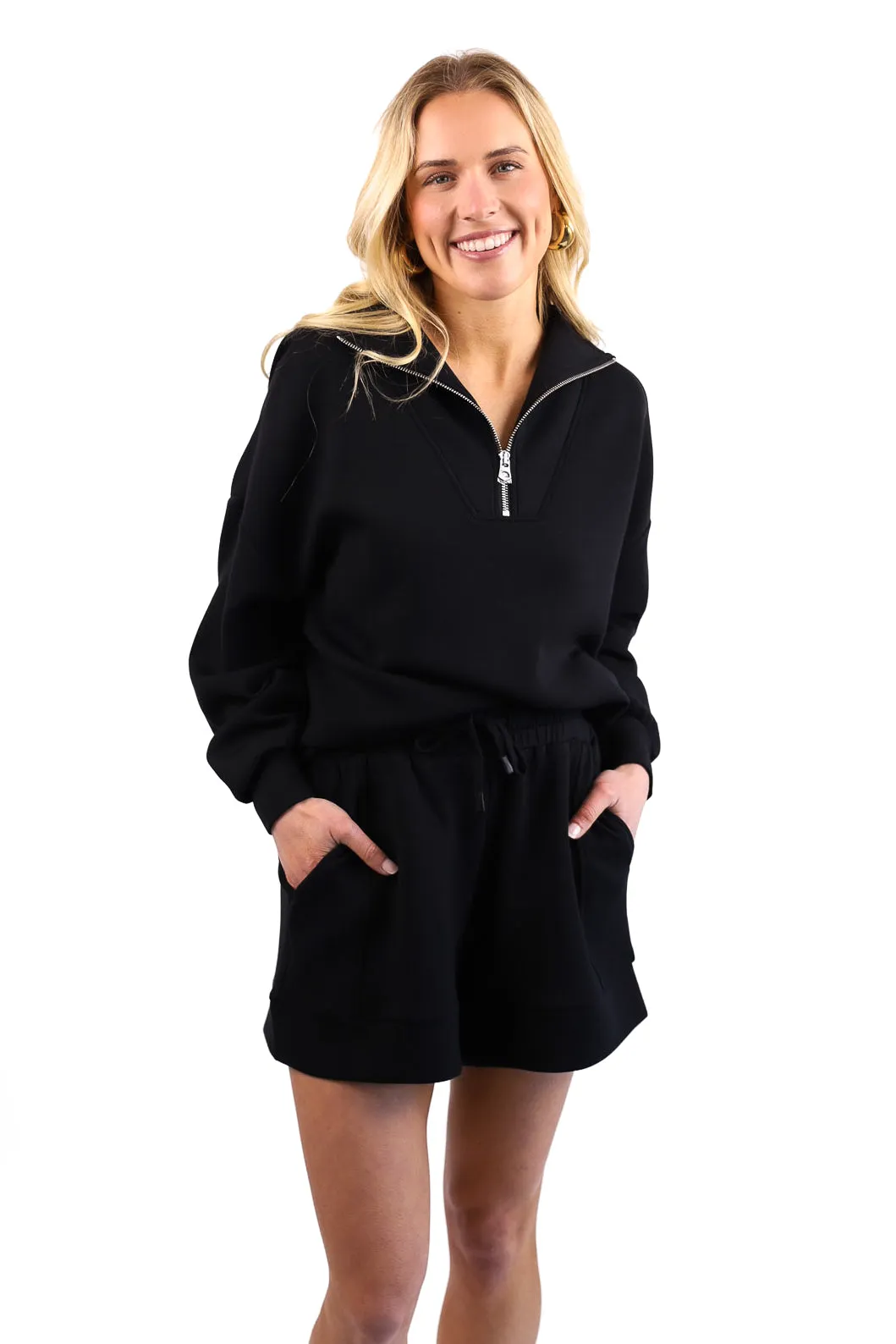 NEW!! Hawley Half Zip Sweatshirt in Black by VARLEY