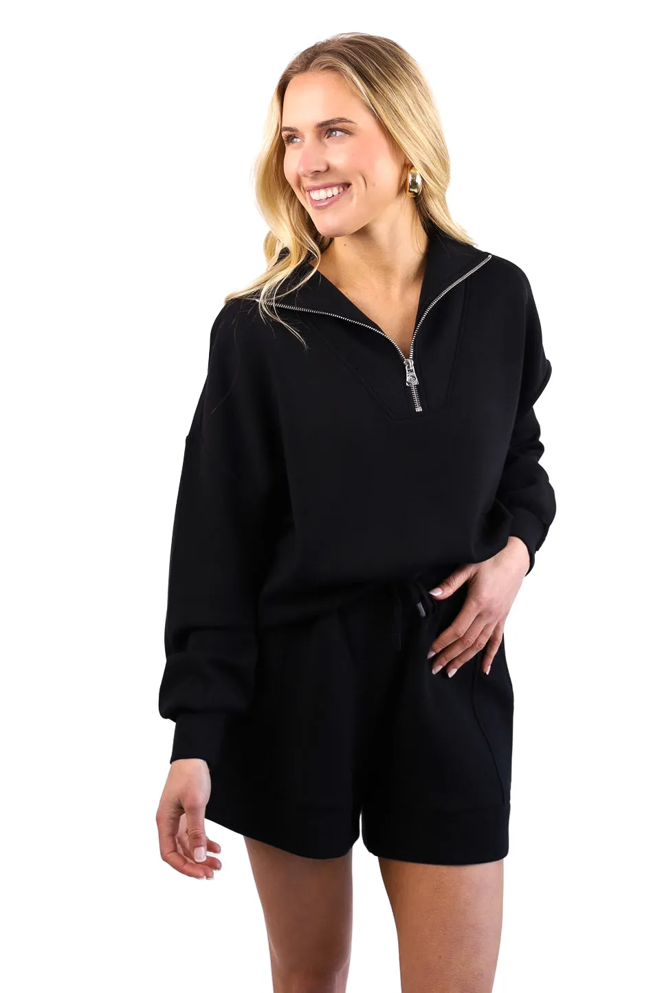 NEW!! Hawley Half Zip Sweatshirt in Black by VARLEY