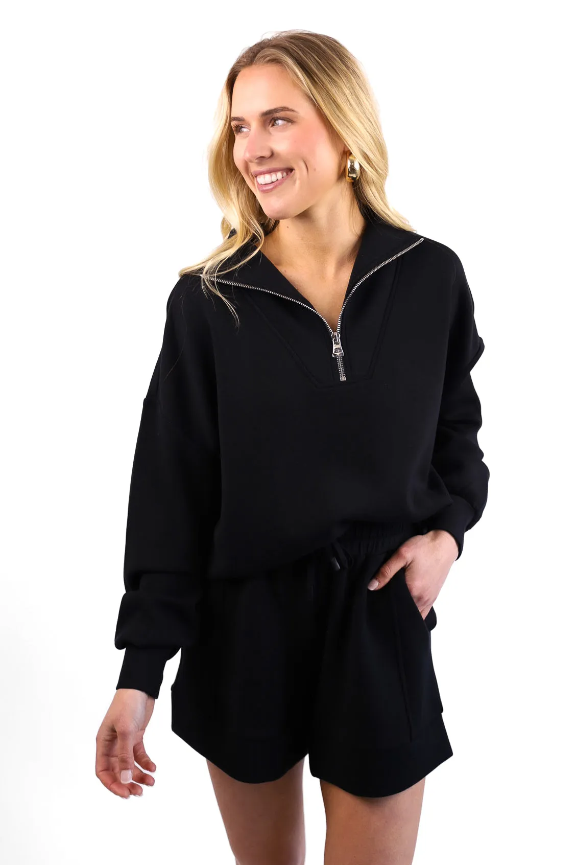 NEW!! Hawley Half Zip Sweatshirt in Black by VARLEY