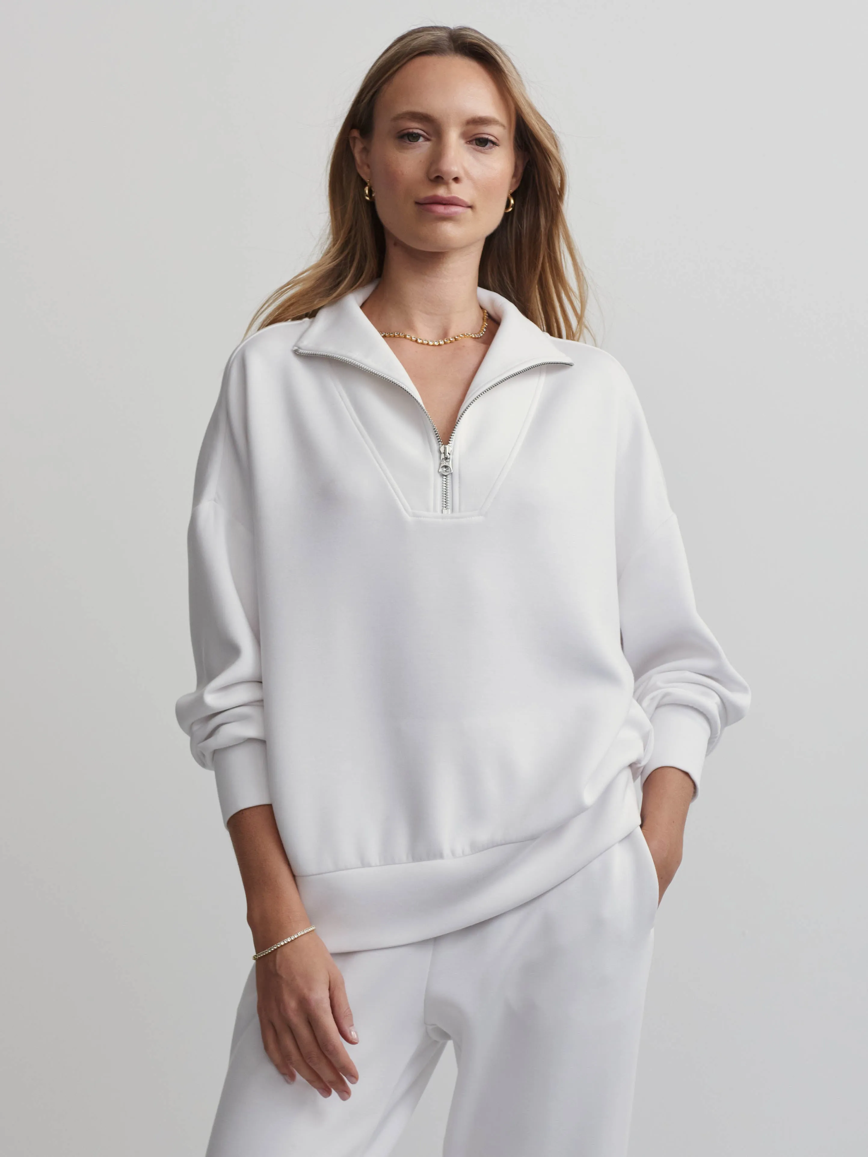 NEW!! Hawley Half Zip Sweatshirt in White by VARLEY
