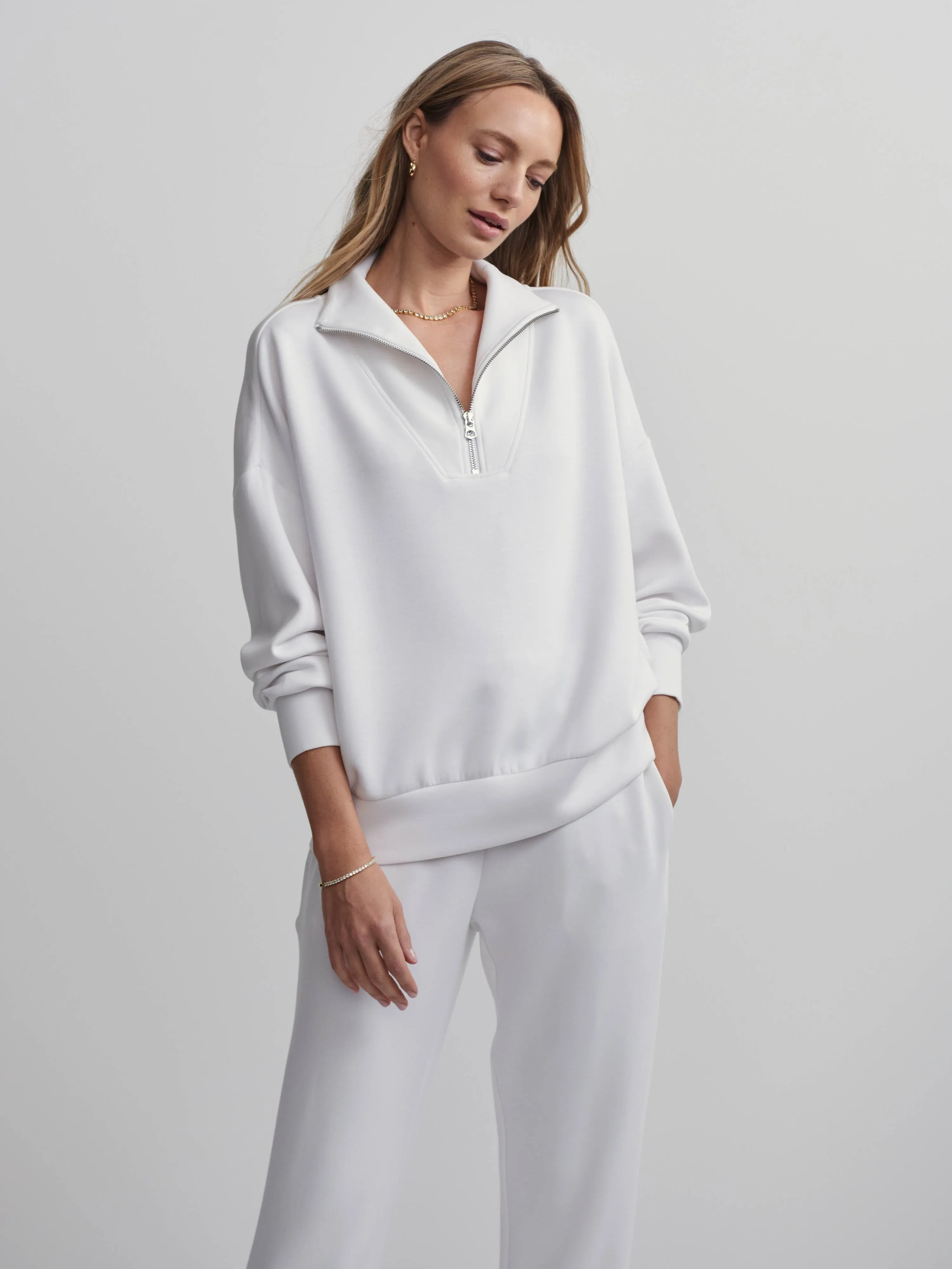 NEW!! Hawley Half Zip Sweatshirt in White by VARLEY