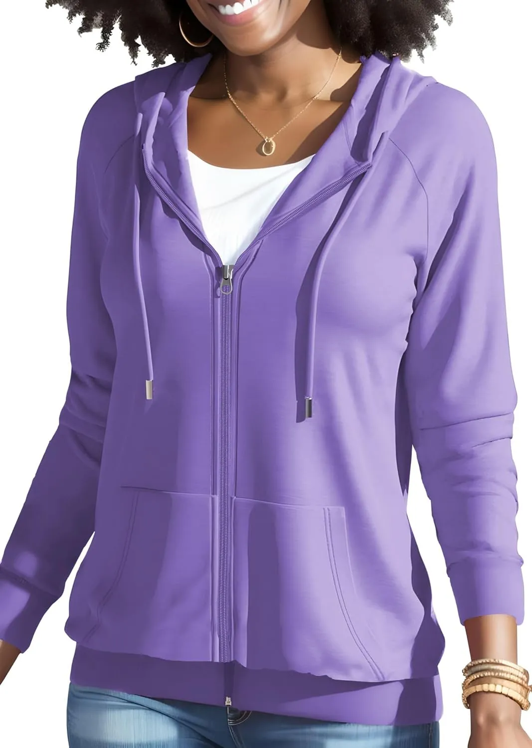 Nimsruc Zip Up Hoodies For Women Long Sleeve Casual