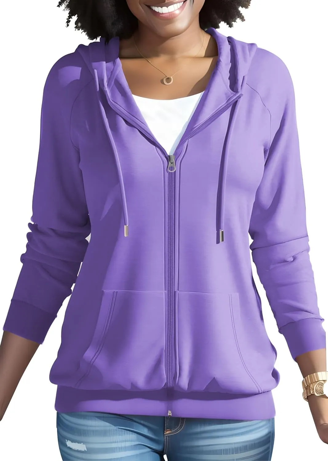 Nimsruc Zip Up Hoodies For Women Long Sleeve Casual