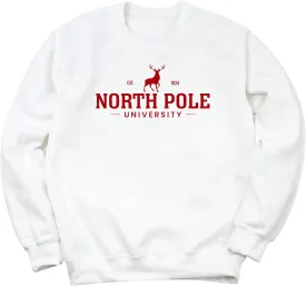 North Pole University Unisex Christmas Sweatshirt - Graphic Sweatshirt for Women, Holiday Christmas Sweater, Comfy Pullover