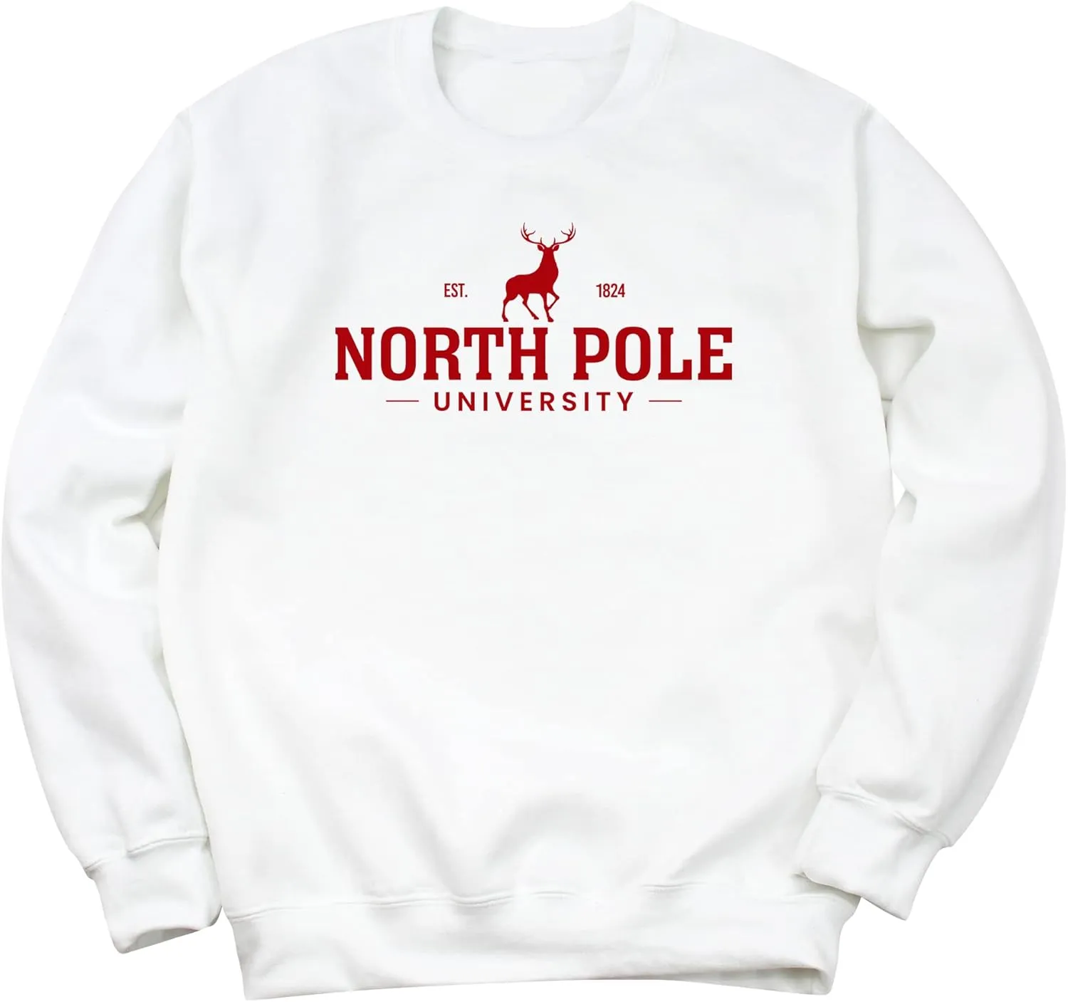 North Pole University Unisex Christmas Sweatshirt - Graphic Sweatshirt for Women, Holiday Christmas Sweater, Comfy Pullover