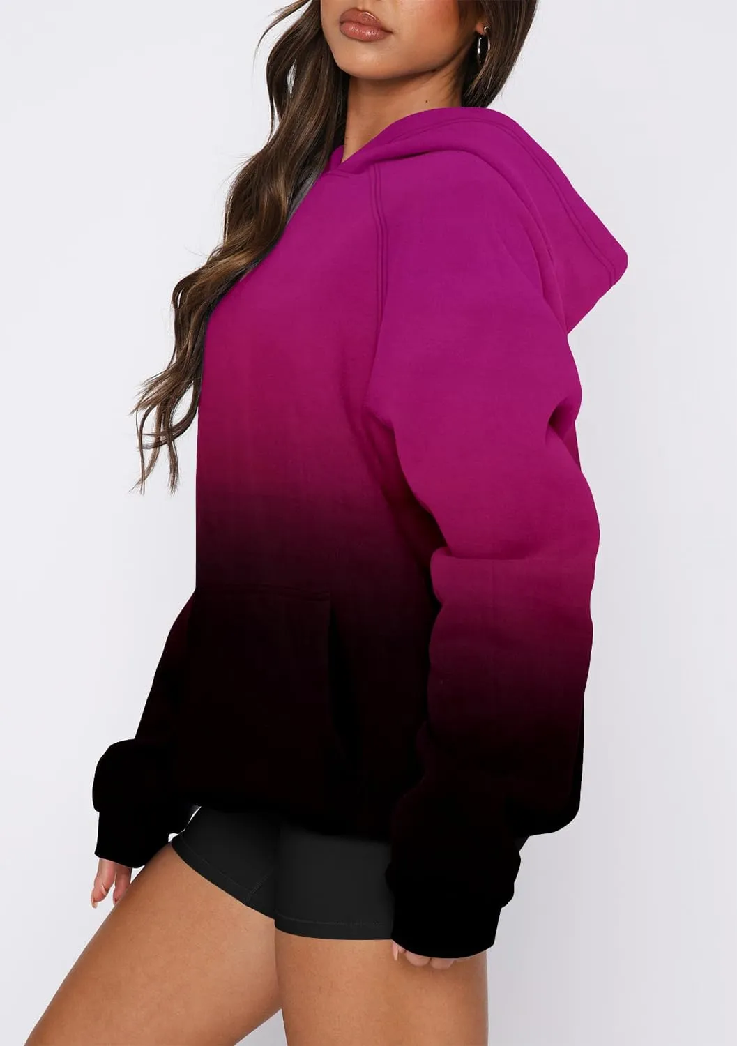 onlypuff Women Pullover Sweatshirt Long Sleeve Hoodies Kangaroo Pocket Fleece Basic Sweater