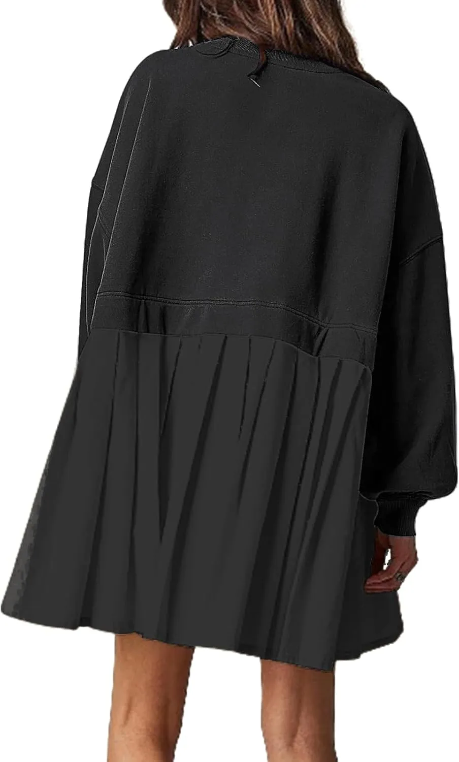 Oversized Sweatshirt Dress Women Long Sleeve Crew Neck Patchwork Pullover Tops Sweatshirt Jump Mini Dress