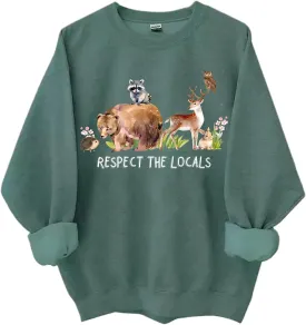 Respect Local Wildlife Sweatshirt, Respect Local Wildlife Crew Neck Shirt Respect The Locals Woodland Animals Top