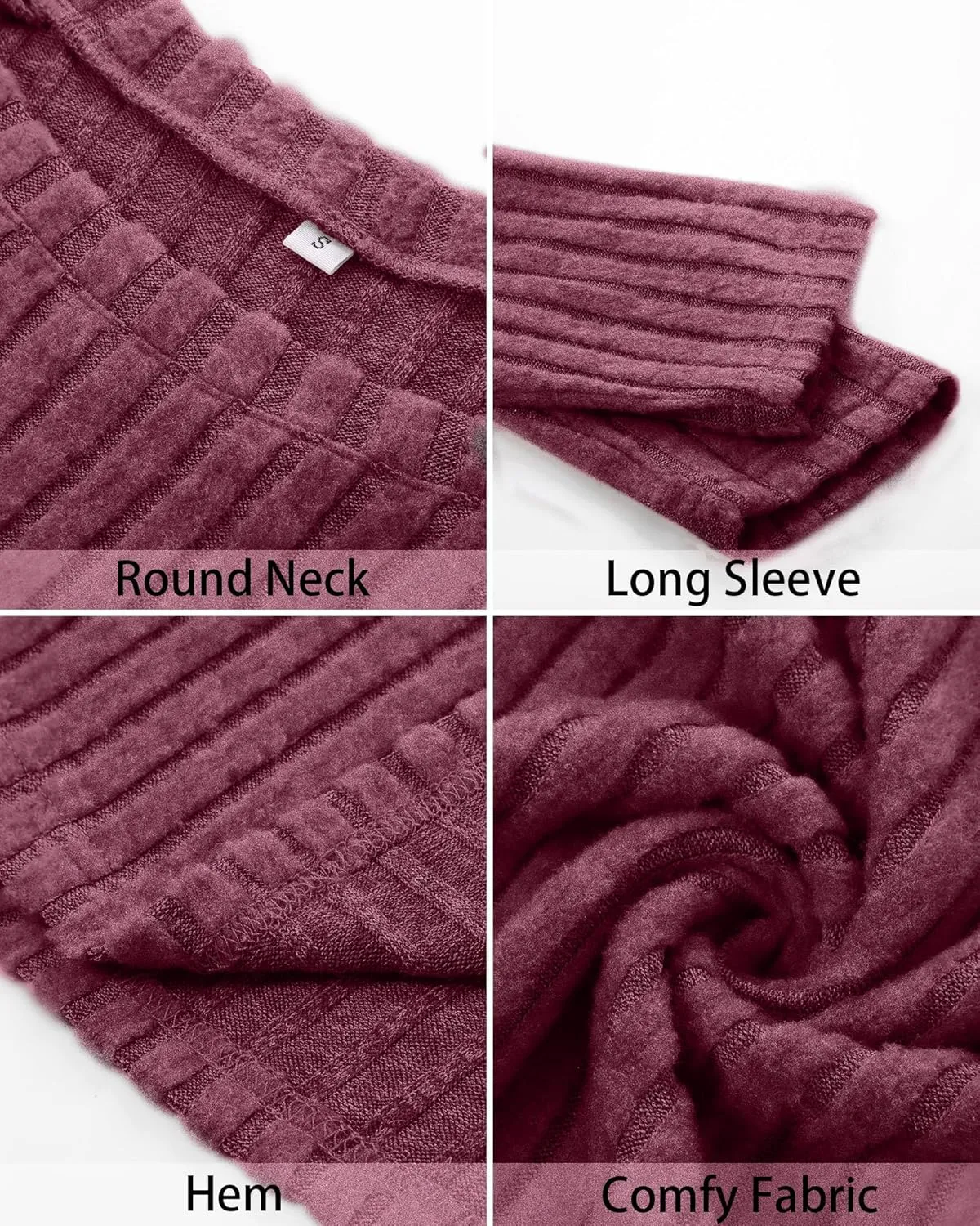 Riyiper 3 Pack Women's Long Sleeve Sweater Tunic Dresses - Loose Fitting Knit Crew Neck for Casual Fall Winter