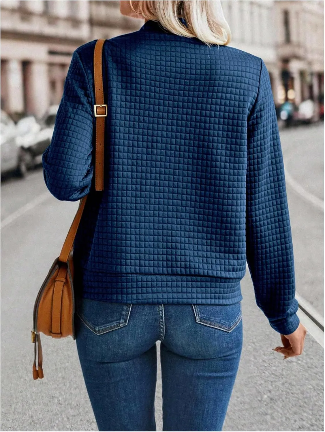 SOLY HUX Women's Lightweight Bomber Jacket Fall Fashion Zip Up Long Sleeve Sweatshirt Casual Outfits 2025