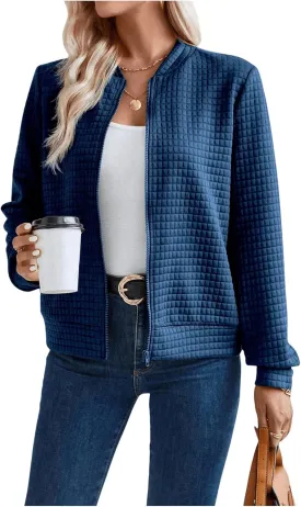 SOLY HUX Women's Lightweight Bomber Jacket Fall Fashion Zip Up Long Sleeve Sweatshirt Casual Outfits 2025