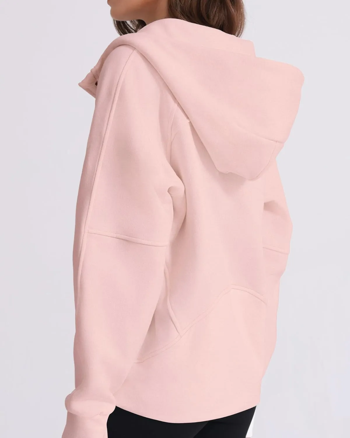 Womens Fleece Lined Half Zip Pullover Cotton Winter Warm Scuba Sweatshirt for Women with Thumbhole Pocket