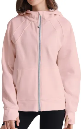 Womens Fleece Lined Half Zip Pullover Cotton Winter Warm Scuba Sweatshirt for Women with Thumbhole Pocket