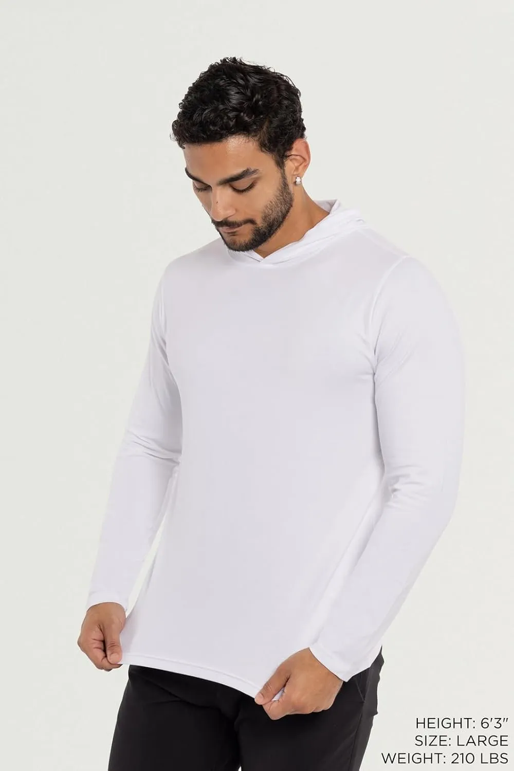 X RAY Men's Crewneck & Hooded Long Sleeve T-Shirt, 95% Cotton Stretch Slim Fit Basic Shirt for Men