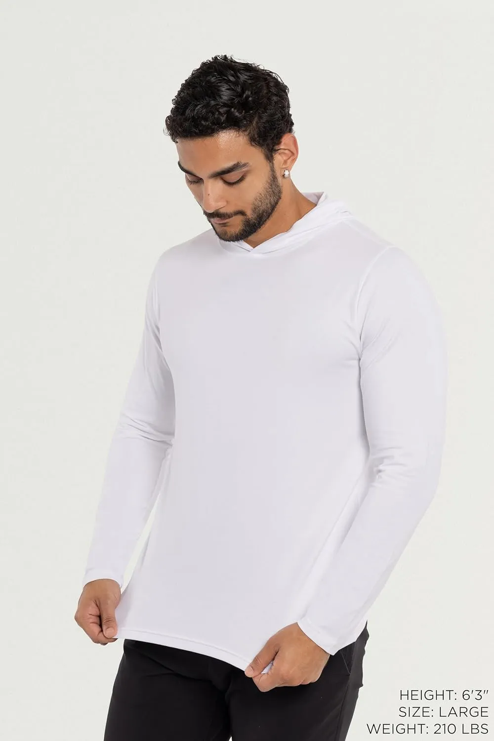 X RAY Men's Crewneck & Hooded Long Sleeve T-Shirt, 95% Cotton Stretch Slim Fit Basic Shirt for Men